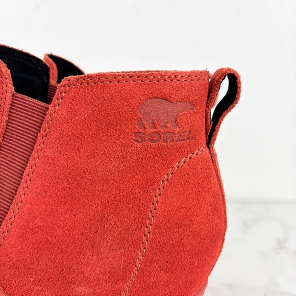 Sorel Evie Orange Pull On Chelsea Wedge Booties Sz 9.5 - Picture 8 of 13
